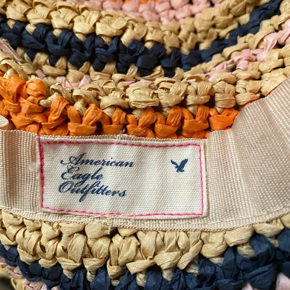 American Eagle Rafita Crochet Boho Floppy Summer Wide Brim Womens Hat One Size